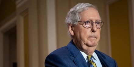 Mitch McConnell arrives for the weekly Senate Republican Leadership press conference, at the U.S. Capitol