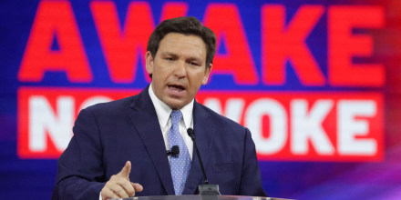Florida Gov. Ron DeSantis speaks at the CPAC conference in Orlando on Feb. 24, 2022. 