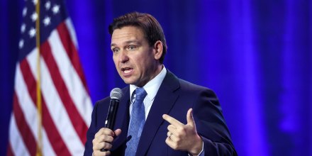 Florida Gov. Ron DeSantis at the Iowa State Fairgrounds on March 10, 2023, in Des Moines.