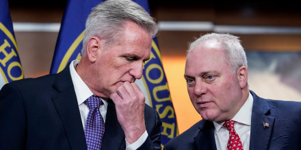 Reps. Kevin McCarthy, R-Calif., left, and Steve Scalise, R-La., at the Capitol on Dec. 14, 2022.