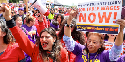 Image: Education Workers In L.A. Go On Strike After Failing To Make A Deal