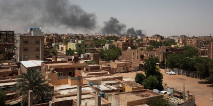 Smoke is seen in Khartoum, Sudan, on Saturday. The fighting in the capital between the Sudanese Army and Rapid Support Forces resumed after an internationally brokered cease-fire failed.