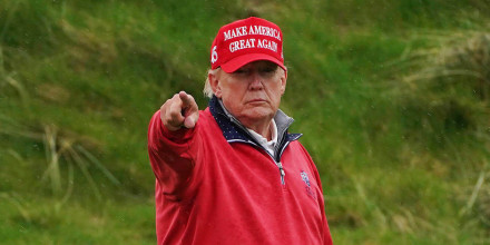 Former President Donald Trump plays golf in Doonbeg, Ireland, on May 4, 2023.