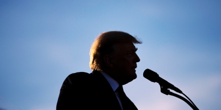 Former President Donald Trump speaks during a rally in Delaware, Ohio