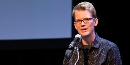 YouTube personality and author Hank Green speaks in New York in 2018.