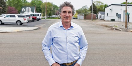 Gov. Doug Burgum in Arthur, N.D., on Wednesday, May 24, 2023. 