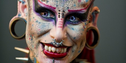 Mexican Maria Jose Cristerna, known as "Vampire Woman", Guinness World Record for being the woman with more changes in her body in America.