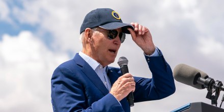 President Joe Biden speaks while designating the Baaj Nwaavjo I'Tah Kukveni National Monument in Tusayan, Ariz.