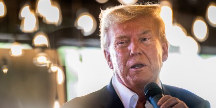 Former President Donald Trump at the Iowa State Fair in Des Moines on Aug. 12, 2023.