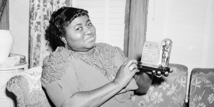 Hattie McDaniel with the Academy Award she won for her supporting role in "Gone With The Wind" on March 2, 1940.