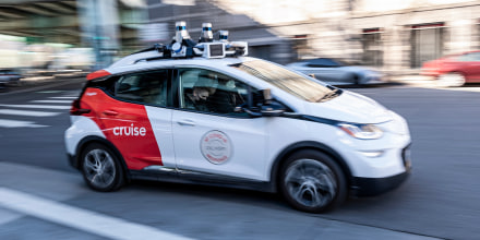 A Cruise vehicle in San Francisco, Calif. on Feb. 2, 2022.