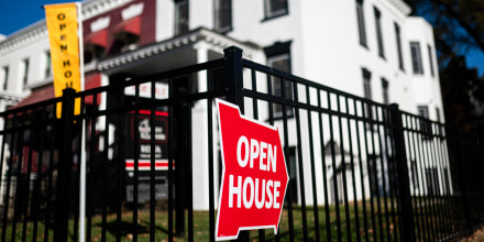 An "Open House" sign outside of a home in Washington, DC. on Nov. 19, 2023.