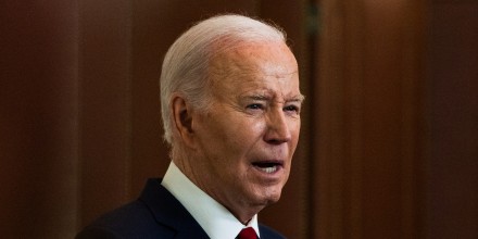 President Joe Biden delivers remarks at the White House in April