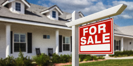 For Sale Sign in Front of New House.