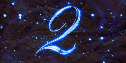 the number two on a space background