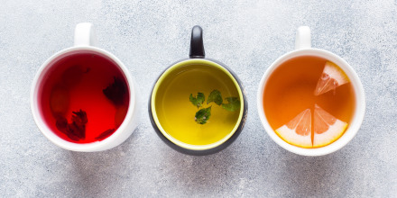 Cups with different tea.