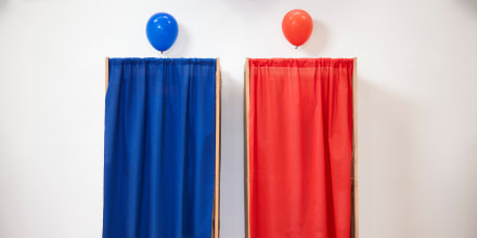 Voters voting in polling place