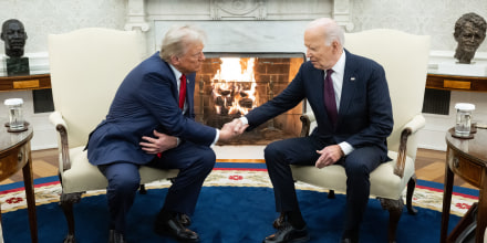 Donald Trump and Joe Biden during a meeting in the Oval Office