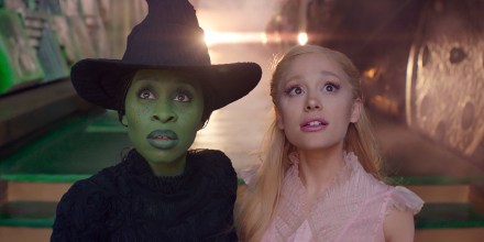 Ariana Grande as Glinda and Cynthia Erivo as Elphaba in "Wicked."