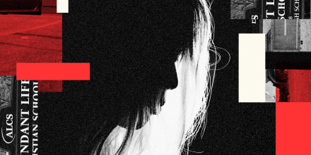 Photo Illustration: The silhouette of a girl with a sign reading "Abundance Life Christian School"