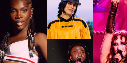 Photo Illustration: Doechii, Billie Eilish, Chappell Roan, Shaboozey, Sabrina Carpenter, and Beyoncé