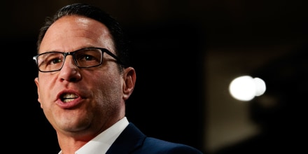 Pennsylvania Gov. Josh Shapiro during a campaign rally for Vice President Kamala Harris in Ambler, Pennsylvania on July 29, 2024.