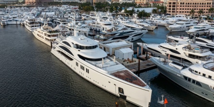 Yachts at the Palm Beach International Boat Show in 2023.