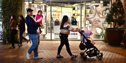 Shoppers at an outlet mall in Los Angeles.