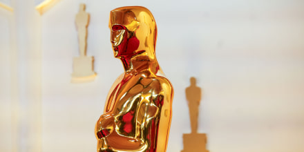 An Oscar statue on the red carpet in 2024.