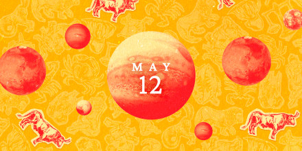 Planets over a zodiac collage