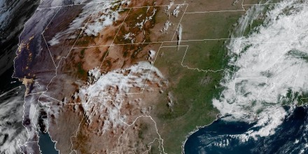 Satellite image of weather over the southwestern United States on May 12, 2025.