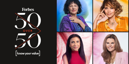 In a 4x4 grid from left, Freada Kapor Klein, Halle Berry, Suma Krishnan, and Maria Shriver.