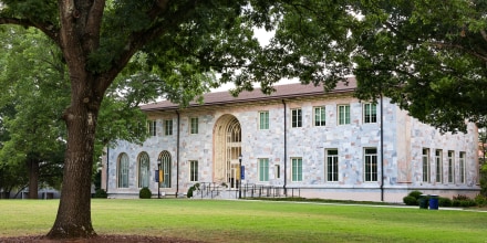 Convocation Hall exterior, with a tree in the foreground
