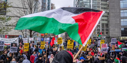 Palestinian flag at a protest.