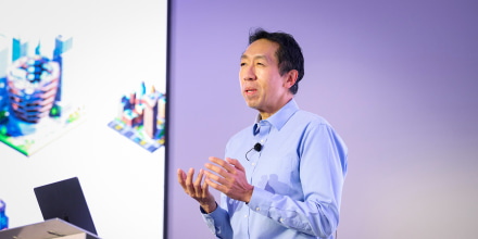 Andrew Ng delivers a keynote address at the AI Developer Conference in New York in mid-November.