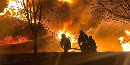 Aftermath of a Russian drone attack in Volyn region