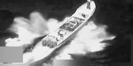 A video of a boat posted to X by the U.S. Southern Command
that shows a lethal kinetic strike on a vessel.