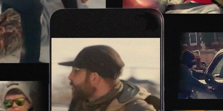 Photo collage of video stills featuring Alex Pretti and Renee Good