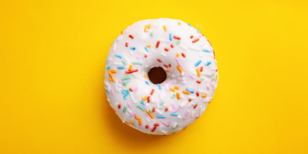 Colorful sprinkled chocolate donut