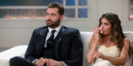 Dakota Mortensen, Taylor Frankie Paul on "The Secret Lives Of Mormon Wives Reunion Special" on Hulu.