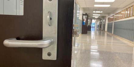 The hallway is empty at Baton Rouge Magnet High School on Jan. 30, 2023 in Baton Rouge, La. America’s Black and Latino students are at a disadvantage in nearly every measure of educational opportunity, with less access to advanced classes, counselors and even certified teachers, according to data released Wednesday, Nov. 15, by the U.S. Education Department. (AP Photo/Stephen Smith, file)