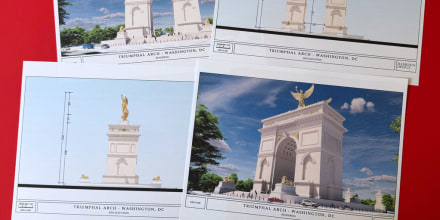 Trump quiere construir un arco en Washington con una figura alada, águilas y leones