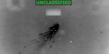 U.S Southern Command released this footage of a strike on May 8, 2026, that killed 2 people on a vessel and 1 survived the strike in the Eastern Pacific.