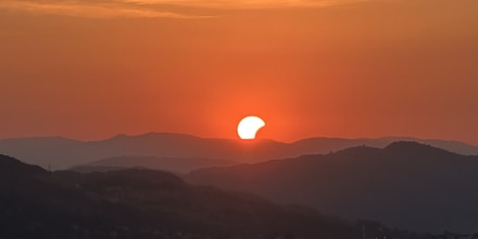 A view of a partial solar eclipse in Sarajevo, Bosnia and Herzegovina, on Aug. 12, 2026.
