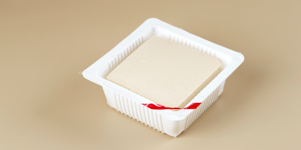 Silk Smooth Tofu on Plastic Supermarket Packaging.