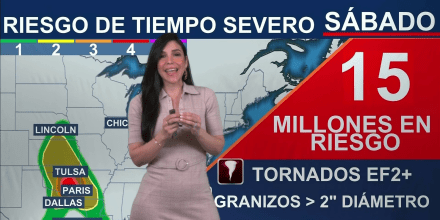 Unos 15 millones de personas están bajo riesgo de tiempo severo en estos territorios del país