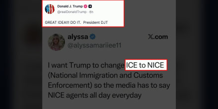 Causa polémica el respaldo de Trump en redes a la idea de rebautizar a ICE como "NICE"