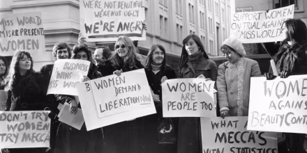 Image: The Women's Liberation movement protests against the Mecca Organisation's Miss World Contest on Dec. 22, 1970.