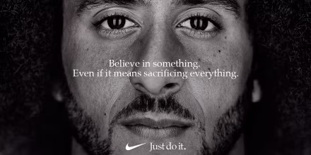 Image: Colin Kaepernick appears as a face of Nike Inc advertisement marking the 30th anniversary of its \"Just Do It\" slogan