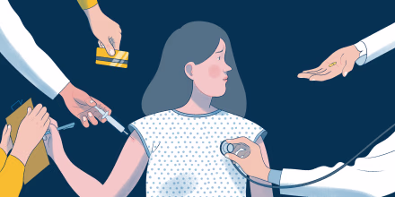 Illustration of woman considering egg freezing.